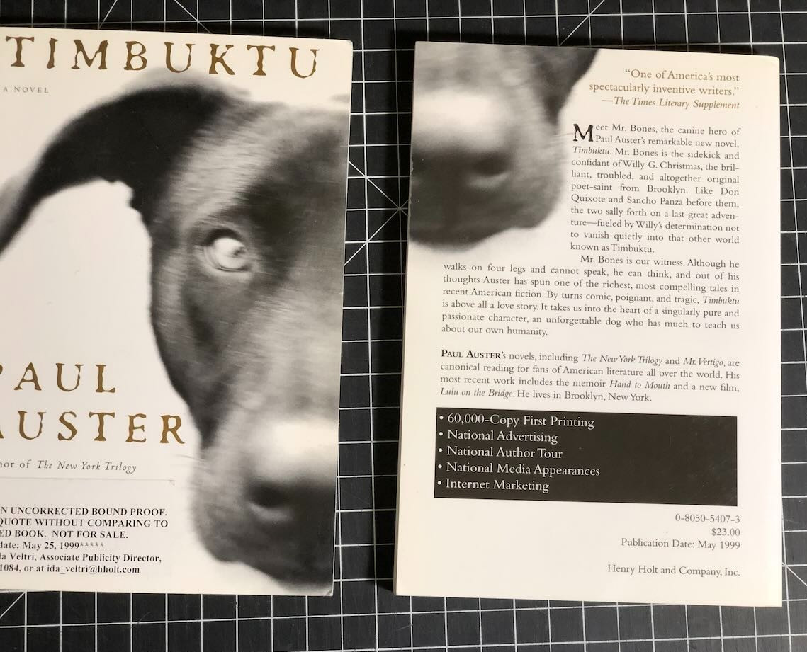 Timbuktu by Paul Auster – Advance Reader’s Edition