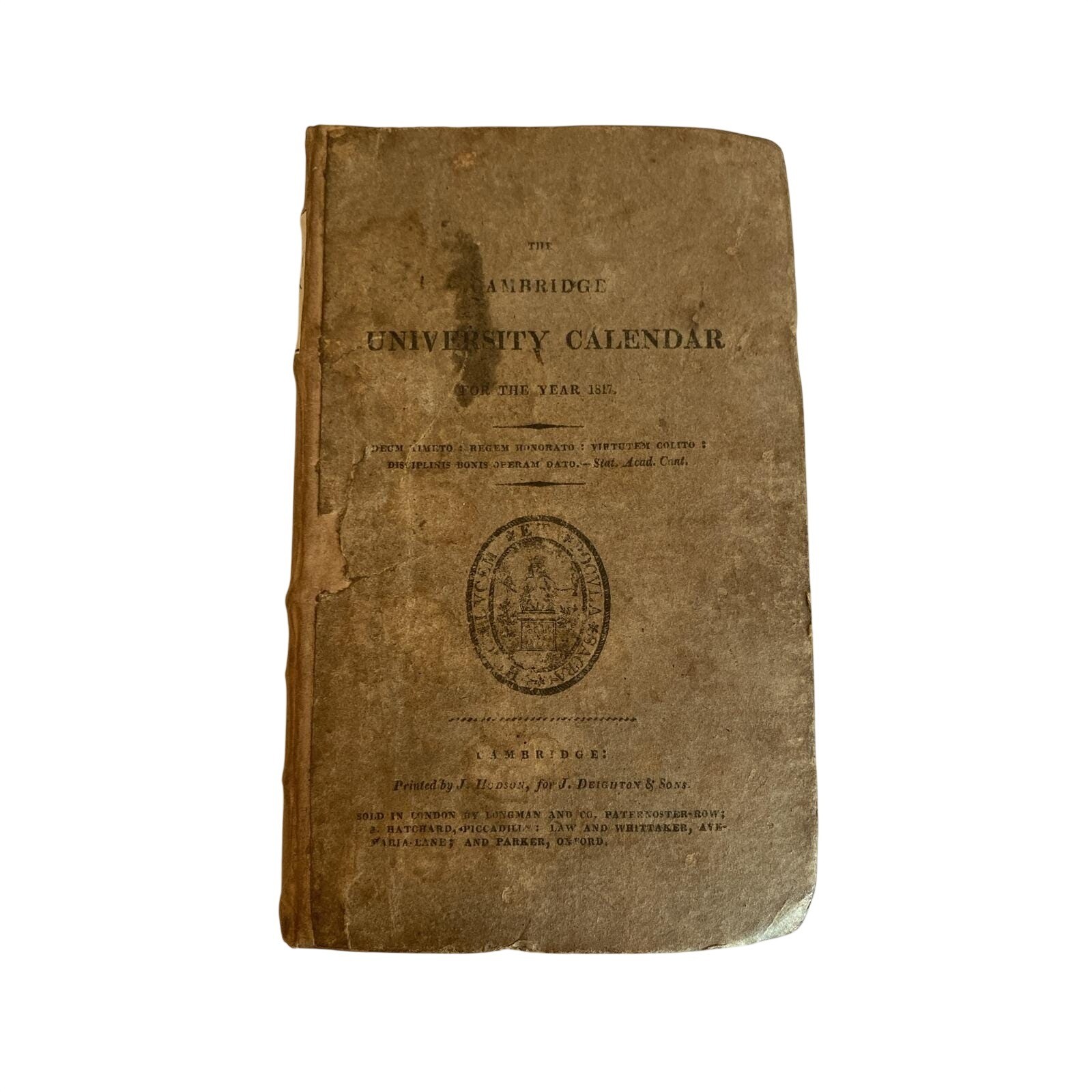 Antique Book The Cambridge University Calendar For The Year 1817
