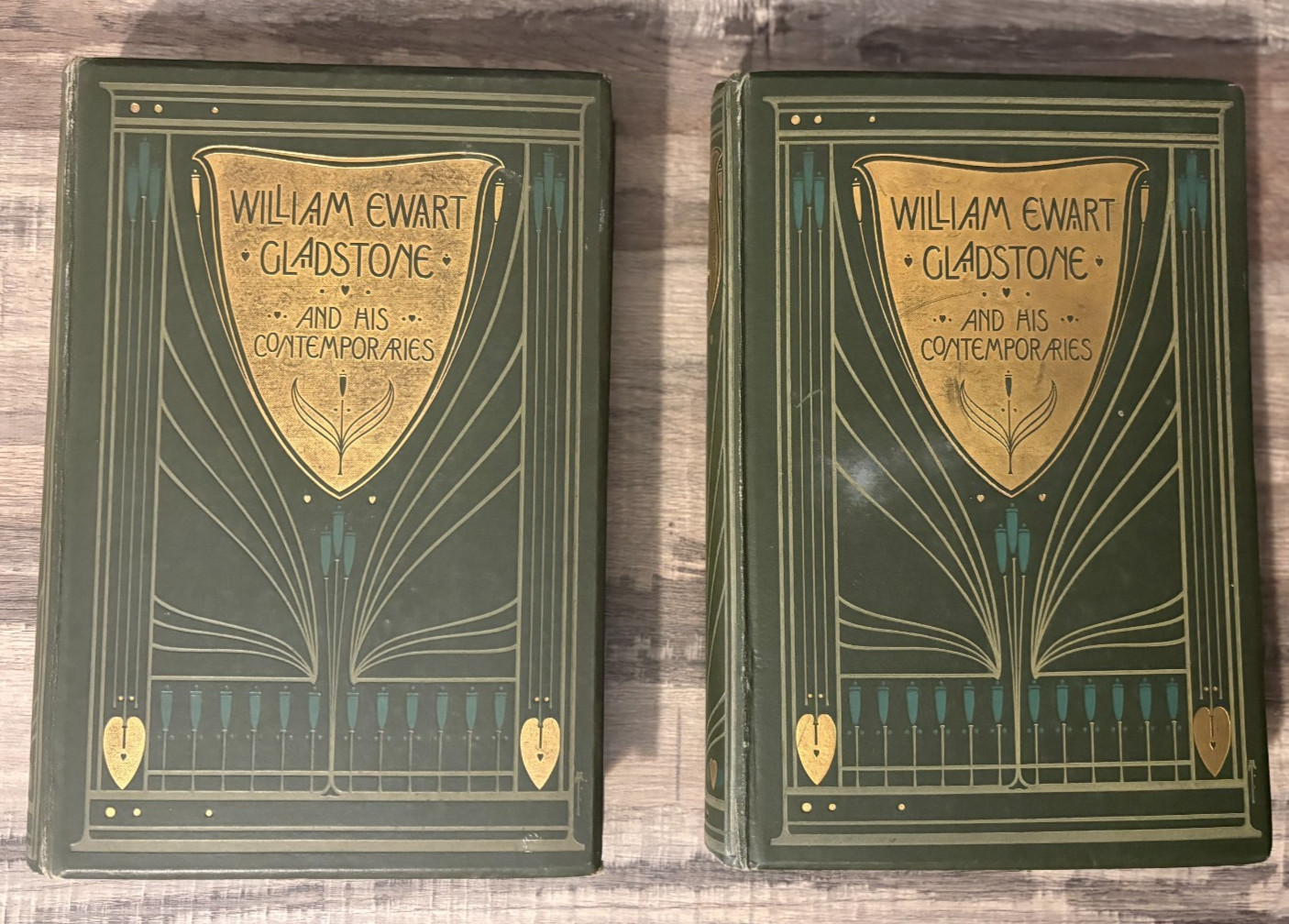 Decorative Two VOL Set VINTAGE 1898 William Ewart Gladstone MEMORIAL EDITION