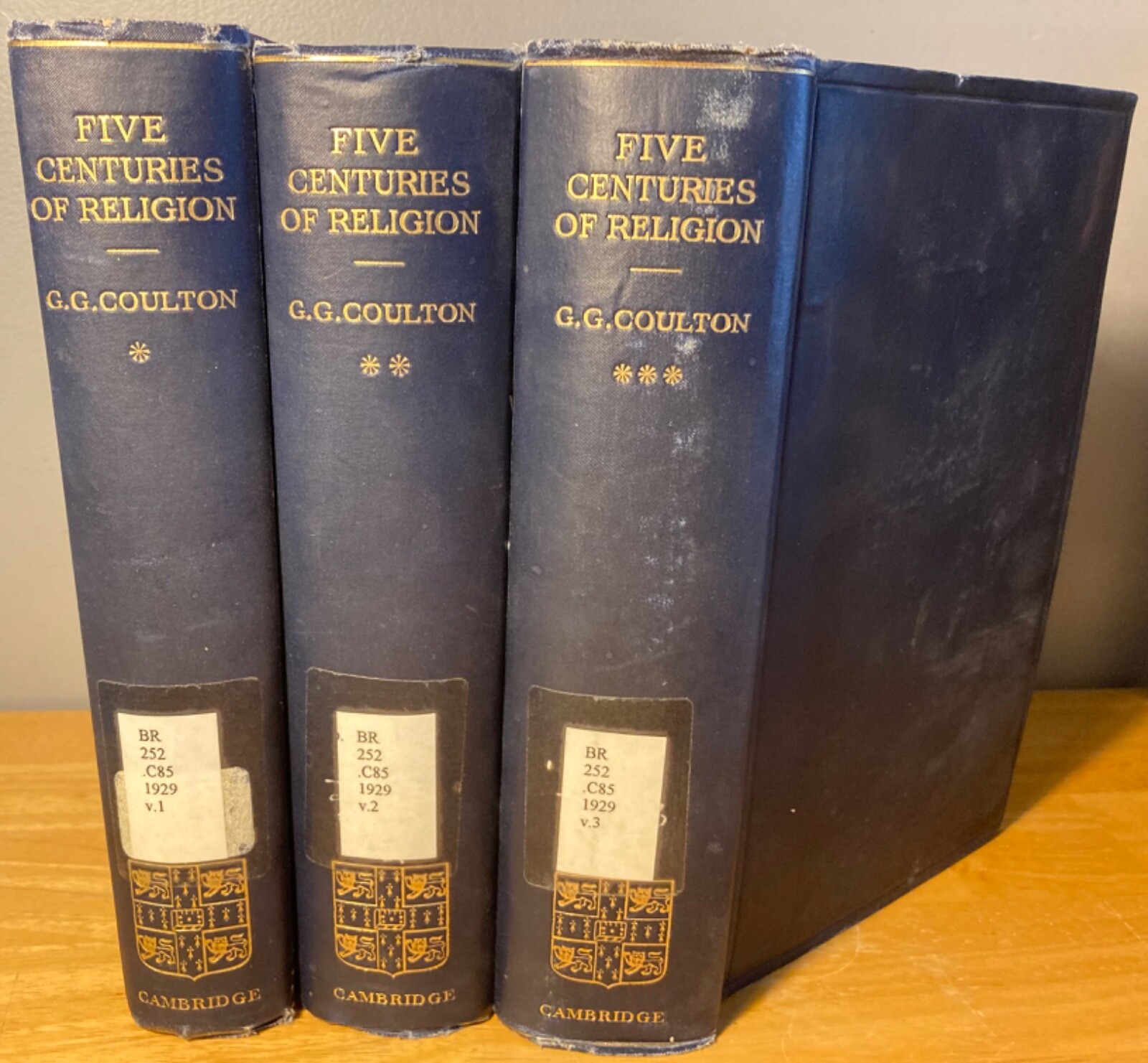 1929-36 Five Centuries of Religion by G. G. Coulton (Vols 1-3) Cambridge U Press