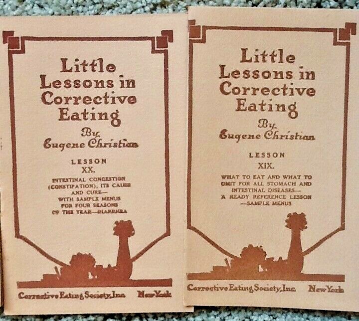 24 Little Lessons in Corrective Eating Eugene Christian,1916, Full Set WONDERFUL