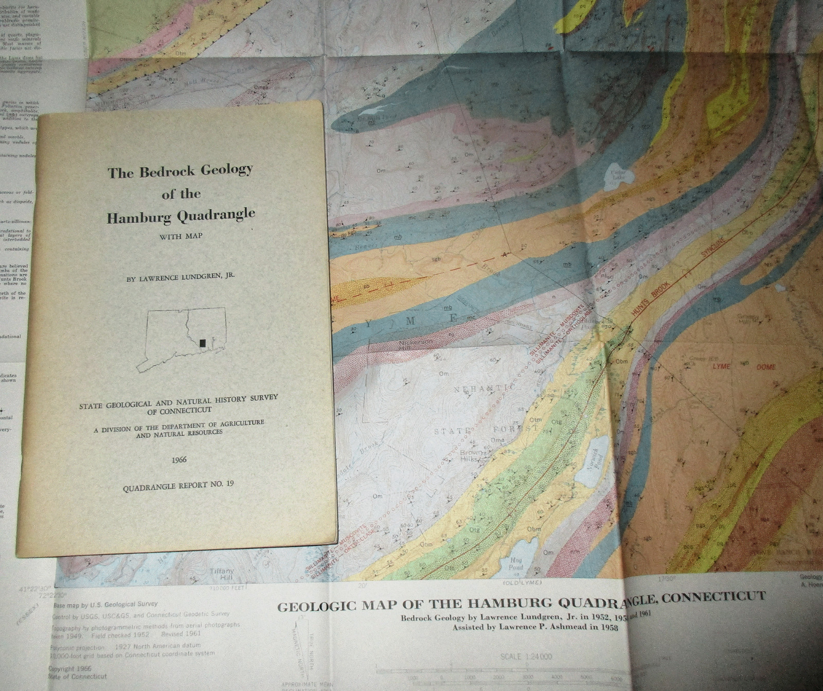 GEOLOGY STRUCTURE SOUTHEASTERN CONNECTICUT HAMBURG REGION BEDROCK MAP AND REPORT