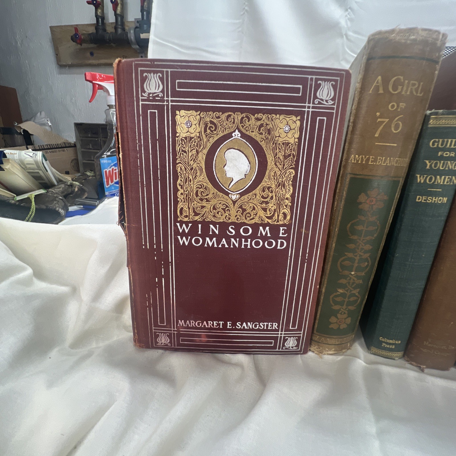 Antique Decor Books Lot Vintage Gilded Spine Stack of 9 + 1 Cottagecore