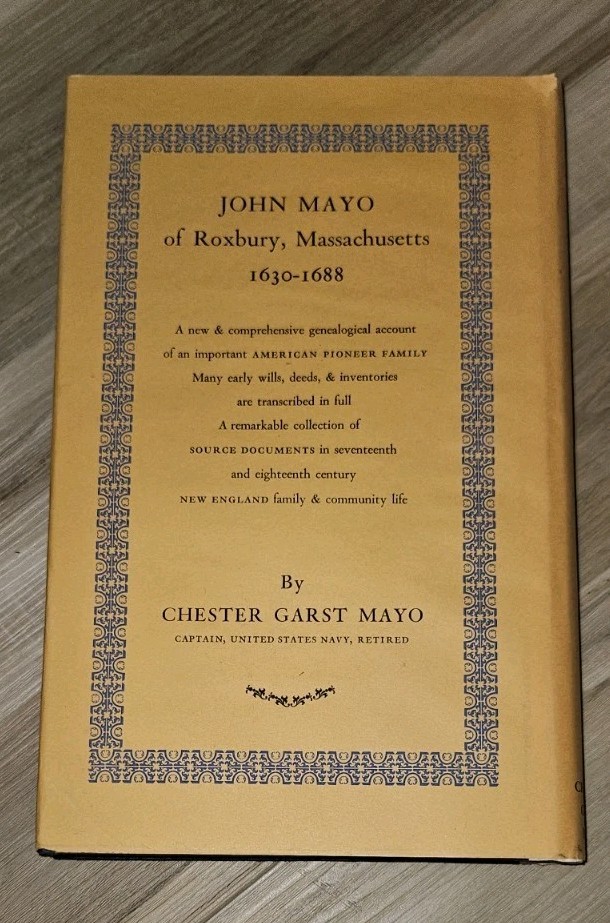 1965 – JOHN MAYO of Roxbury Massachusetts 1630-1688 w jacket, 304pgs