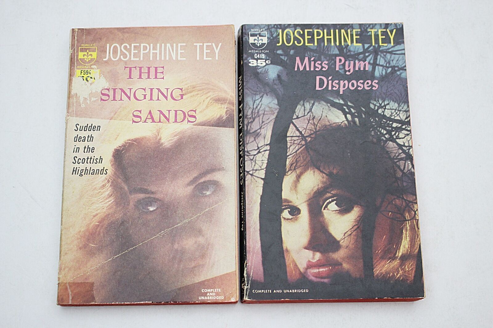 2 Vintage Josephine Tey Mystery Paperbacks The Singing Sands & Miss Pym Disposes