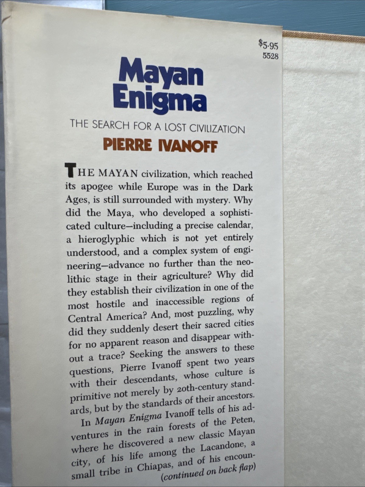 MAYAN ENIGMA : The Search For A Lost Civilization 1971 Pierre Ivanoff