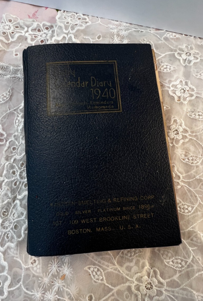 Vintage Journal 1940s Datebook with Entries