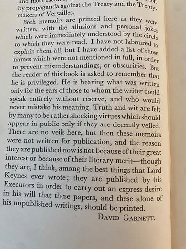TWO MEMOIRS by John Maynard Keynes & David Garnett 1949
