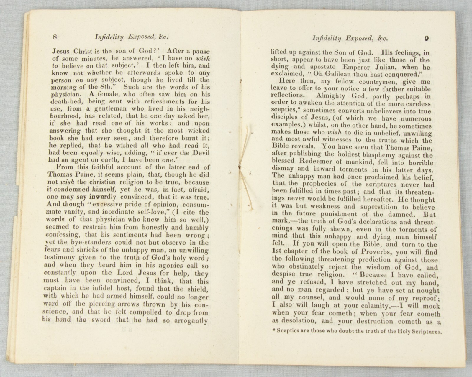 Thomas PAINE 1833 chapbook attack on American FOUNDING FATHER by Church England