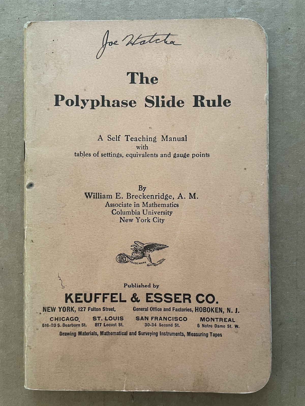 Vintage 1925 POLYPHASE Slide Rule Manual Keuffel & Esser Co #7
