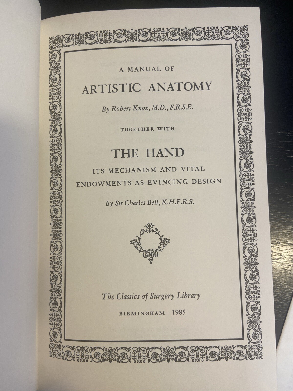 Classics Of Medicine Library Artistic Anatomy Knox & The Hand Bell, Numbered 232