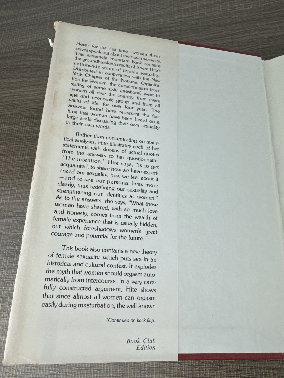 The Hite Report – Study of Female Sexuality by Shere Hite (1976, BCE HC, #2841)