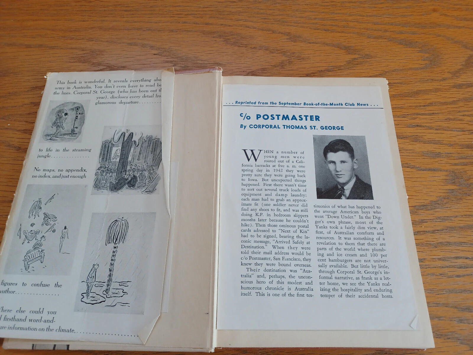 C/O Postmaster Thomas R St George 1943 Thomas Y Crowell Hardcover Dust Jacket