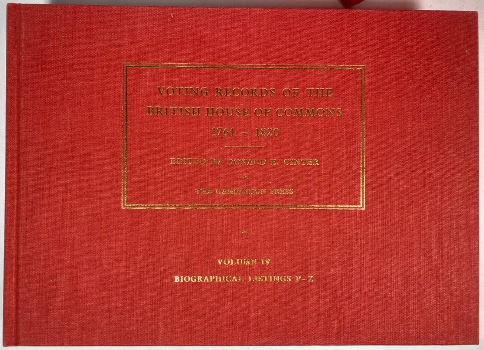 Voting Records of the British House of Commons: Six-volume set 1852851074