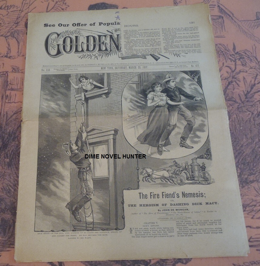 FIREMAN HERO FIRE WAGON GOLDEN HOURS #477 NORMAN MUNRO STORY PAPER DIME NOVEL