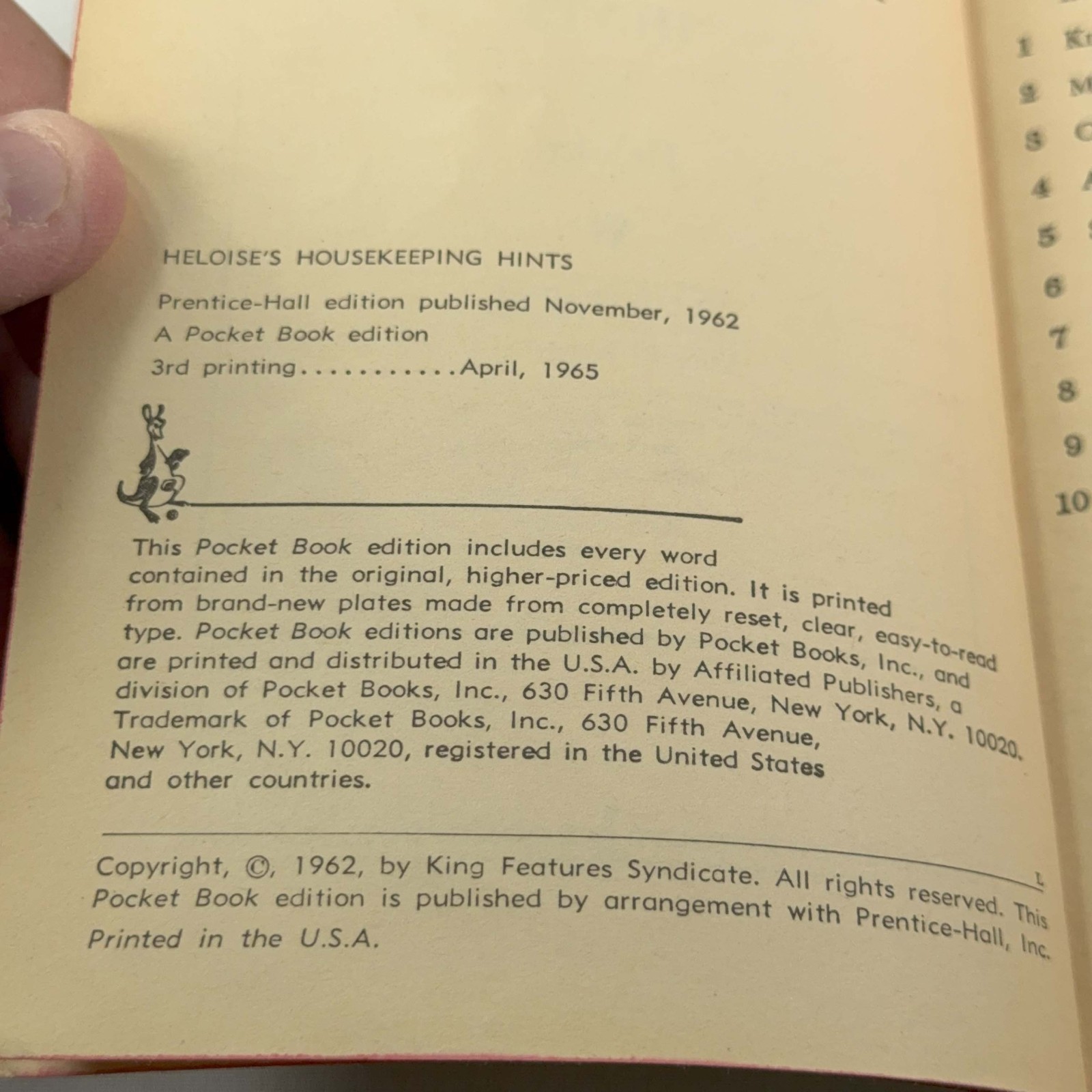 Heloise Housekeeping Hints 1965 Vintage Paperback Cleaning Tips Book
