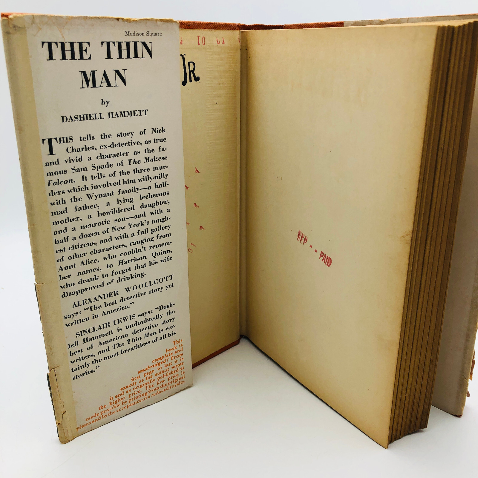 The Thin Man – Dashiell Hammett 1940’s Grosset & Dunlap reprint HC w/original DJ