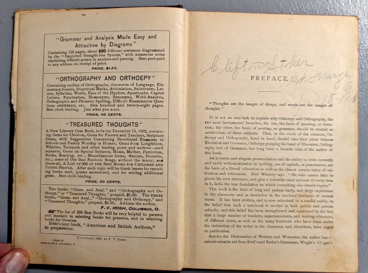 (4) Pre-1900 Educational Books: Stoddard’s; Irish’s; Baldwin’s; Seymour Eaton