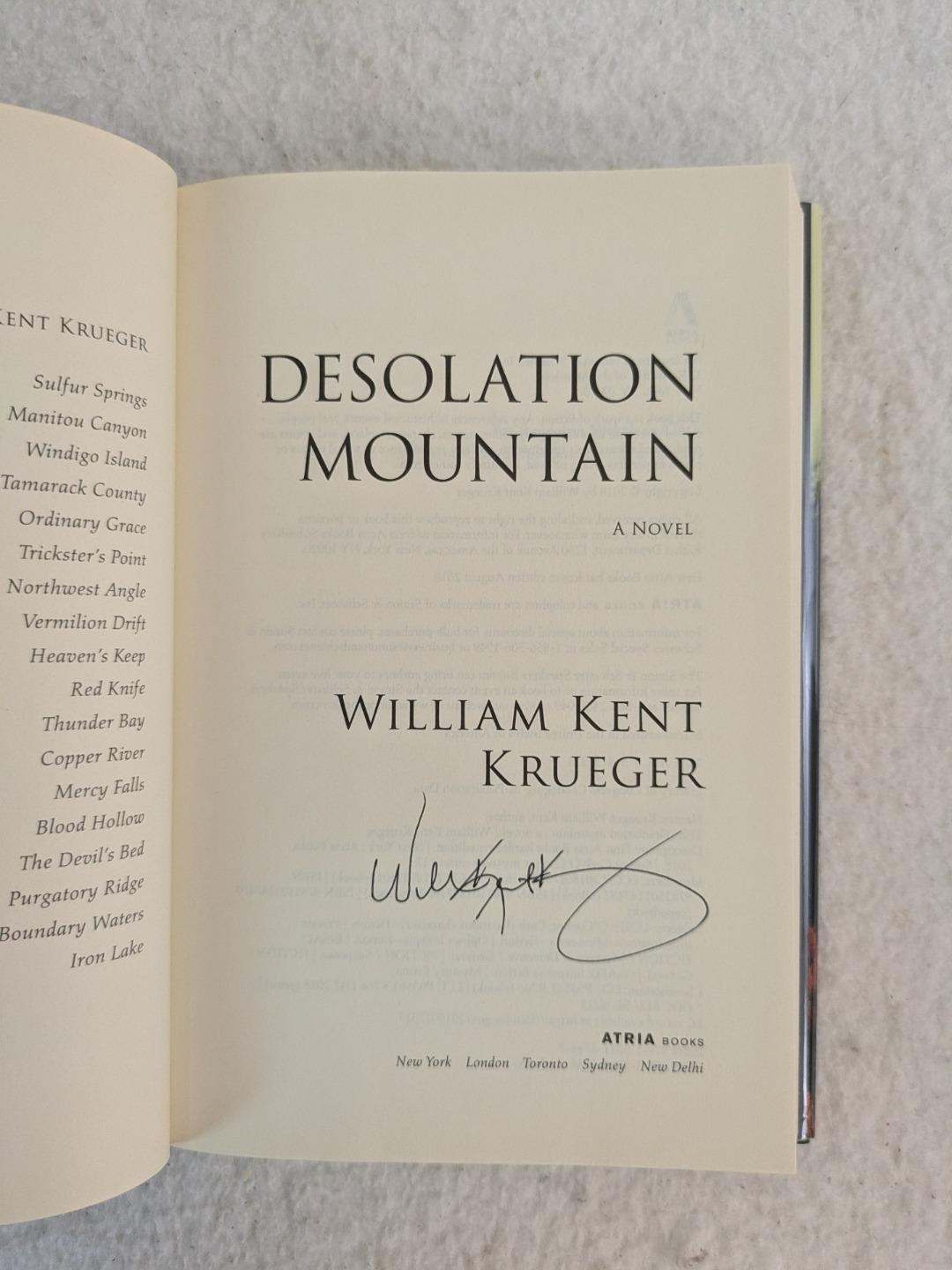 SIGNED William Kent Krueger DESOLATION MOUNTAIN 2018 Atria Books, NY 1st/1st