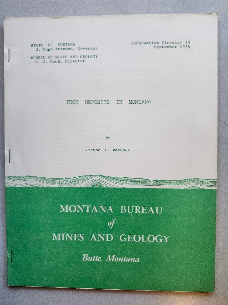 Iron Deposits in Montana Bureau of Mines and Geology Information Circular 1956 !