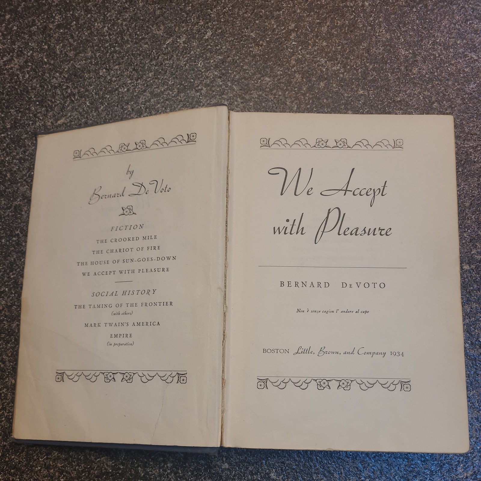 VERY RARE 1934 WE ACCEPT WITH PLEASURE Bernard DeVoto FIRST EDITION 2nd Printing