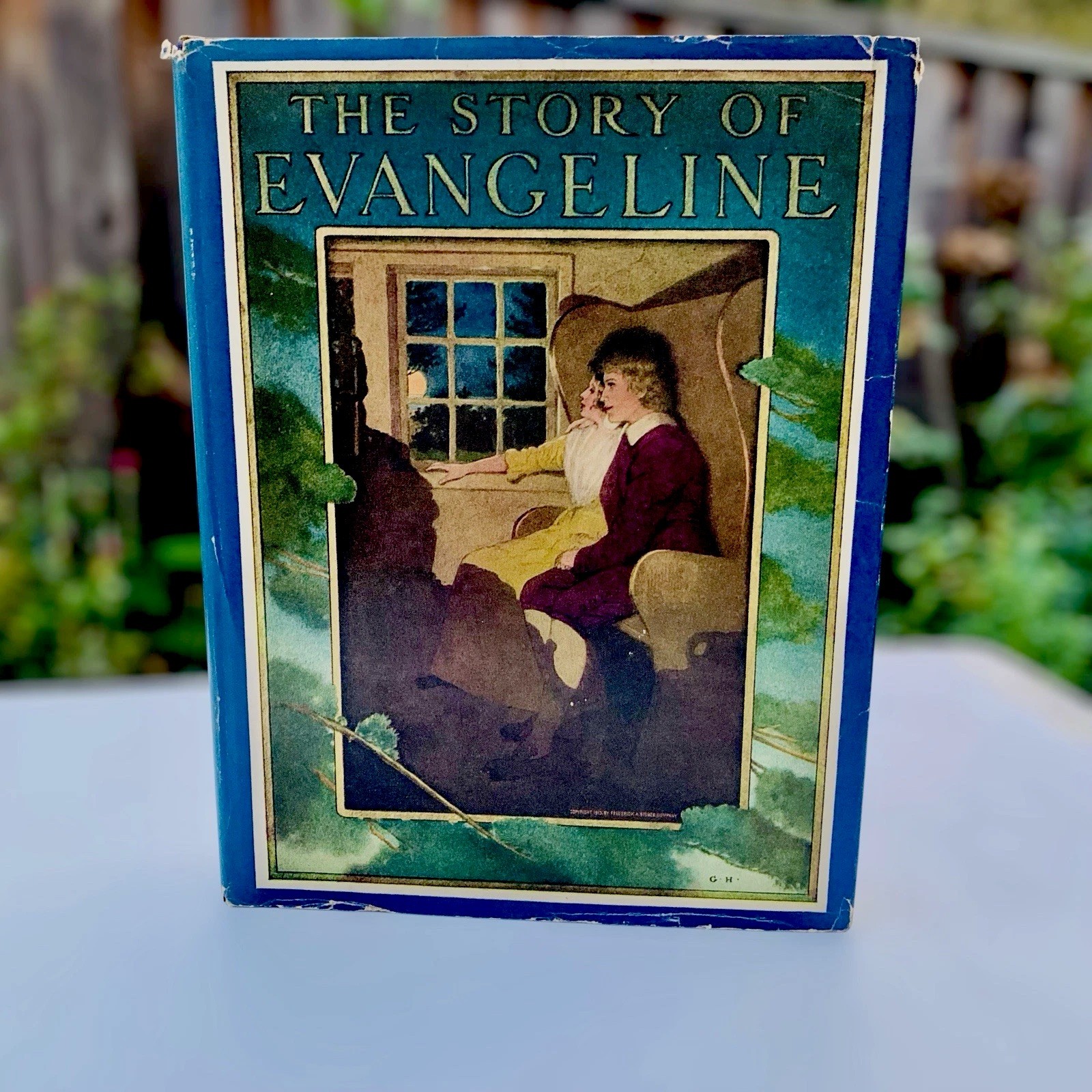 1913 Antique Poetry Book EVANGELINE adapted from Longfellow Illustrated DJ