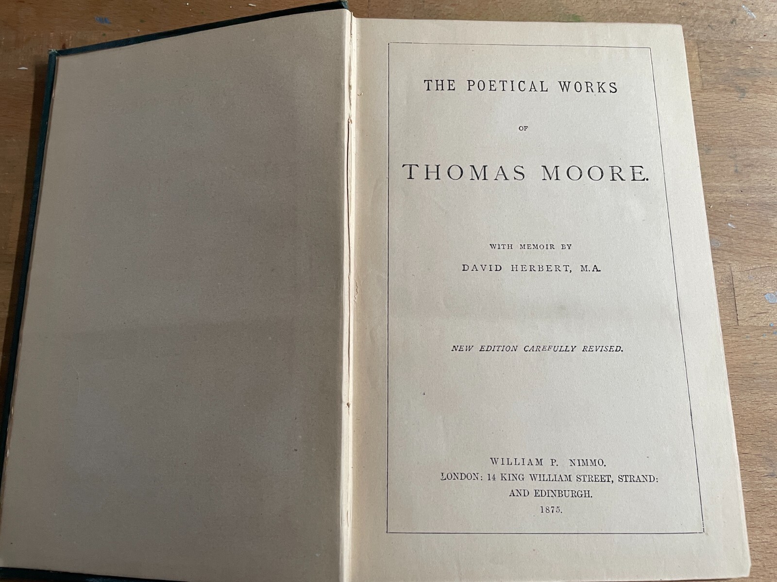 The Poetical Works of Thomas Moore -1875 William P Nimmo Edinburgh