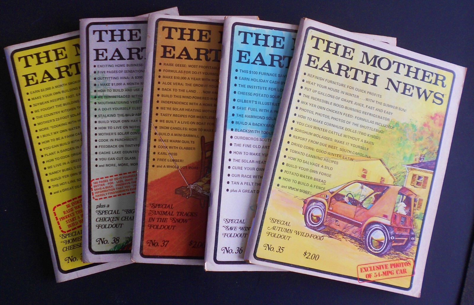 Vintage 1975 – 1976 Lot of 5 The Mother Earth News Magazine No. 35 36 37 38 39
