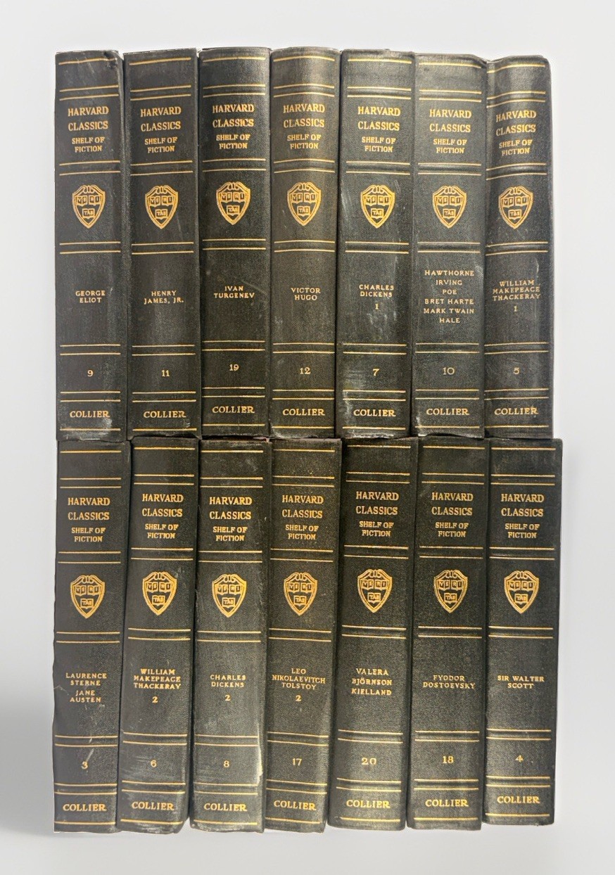 Collier 1917 Harvard Classics Shelf of Fiction Antique Books Leather Gilt Lot US