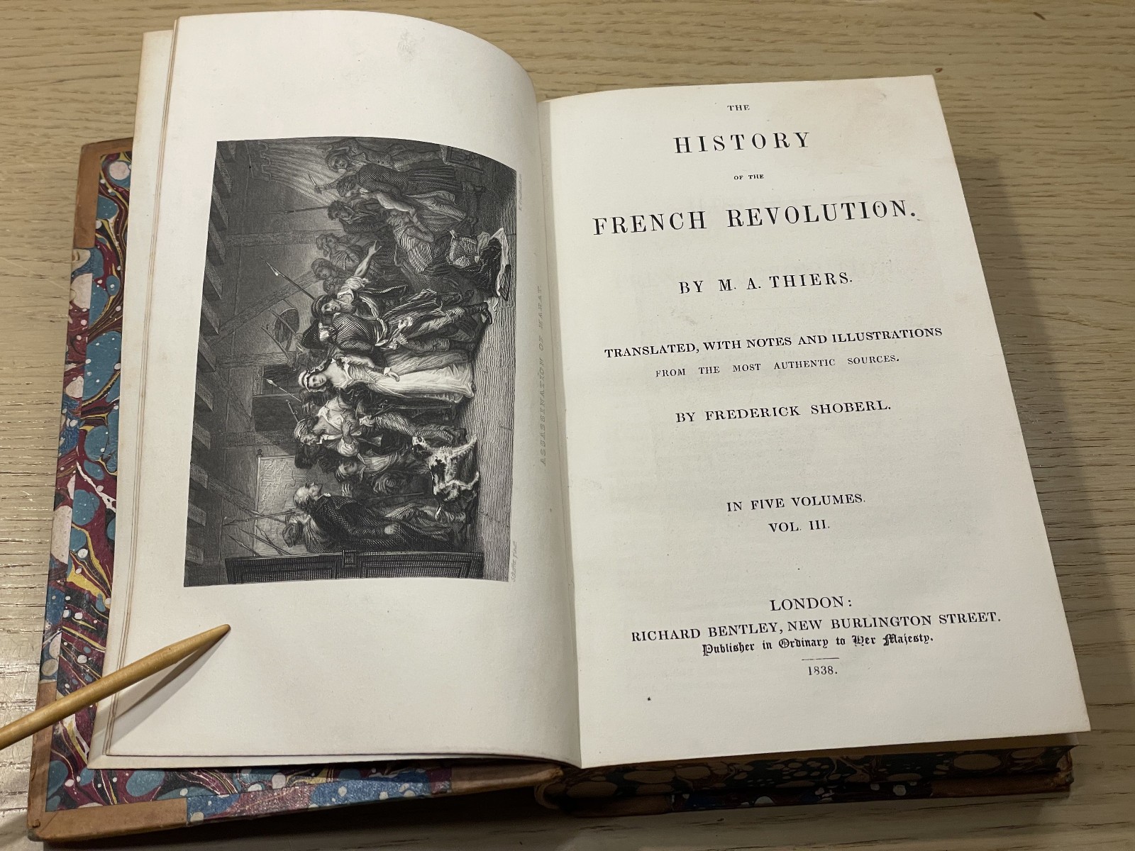 M A Thiers HISTORY OF THE FRENCH REVOLUTION Vols II – V hb 1838 Richard Bentley