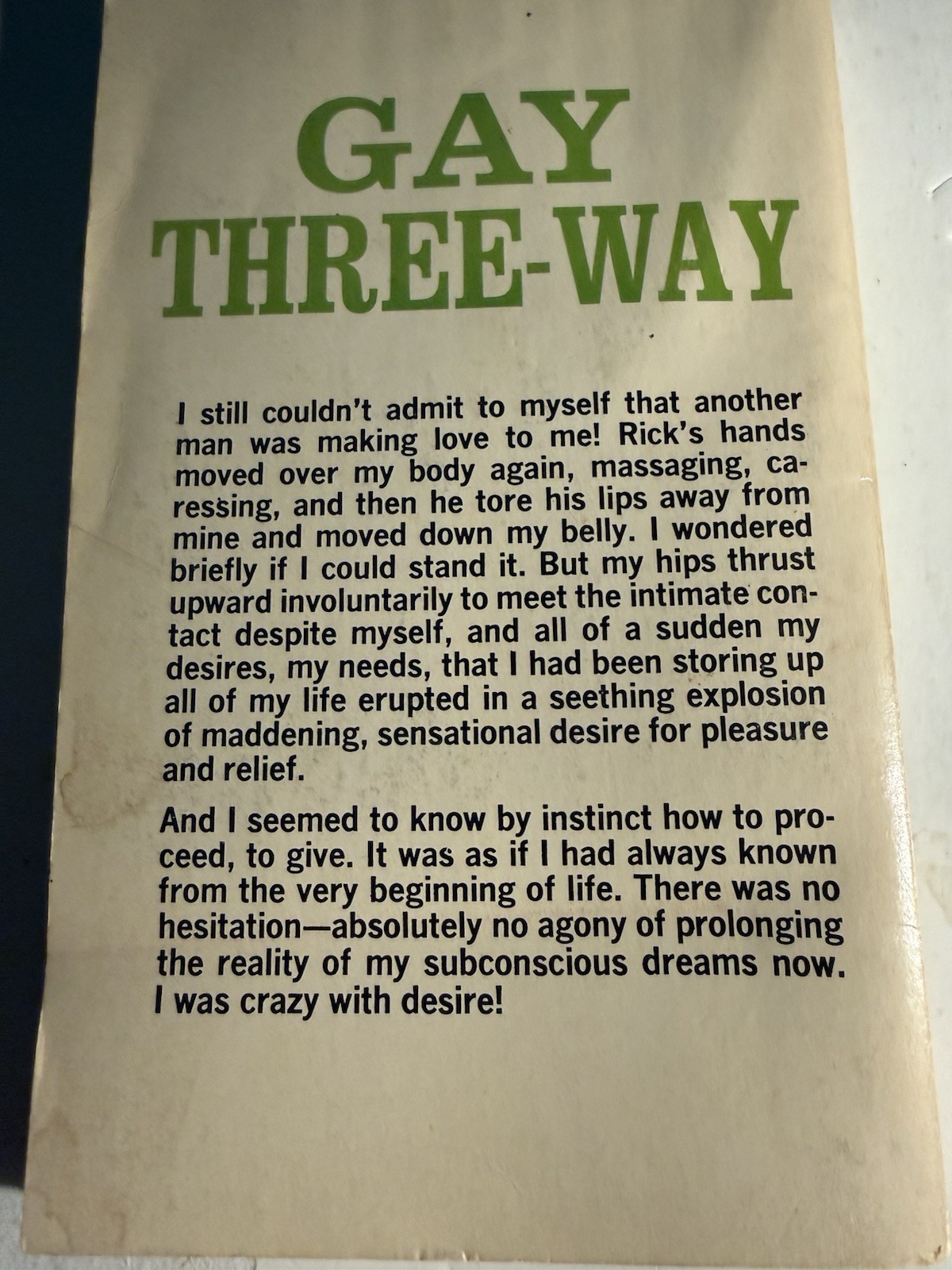 GAY THREE-WAY 1966 ED CULVER – PUBLISHERS EXPORT VINTAGE PULP NOVEL GAY INTEREST