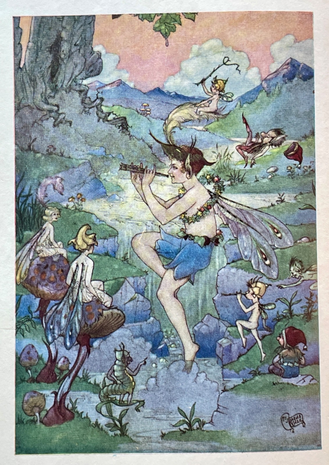 1925 Fairy Art 1st Edition ~ Harold Gaze~ Merry Piper 8 Color Plates Illustrated