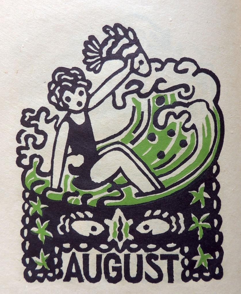 1924 RARE Fine Press Months of the Year Calendar WOODCUTS Teachers College BOOK