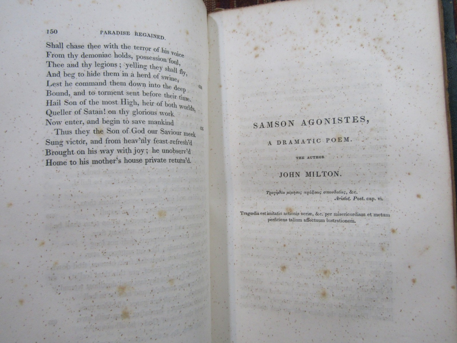1838 POETICAL WORKS OF JOHN MILTON VOL II ONLY Greensborough Bookplate
