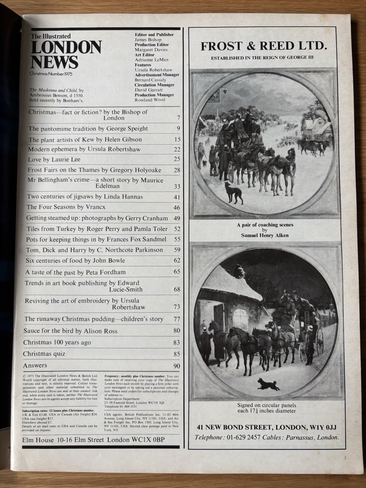CHRISTMAS ILLUSTRATED LONDON NEWS MAGAZINE 1975 Kew Pantomime Jigsaws LAURIE LEE