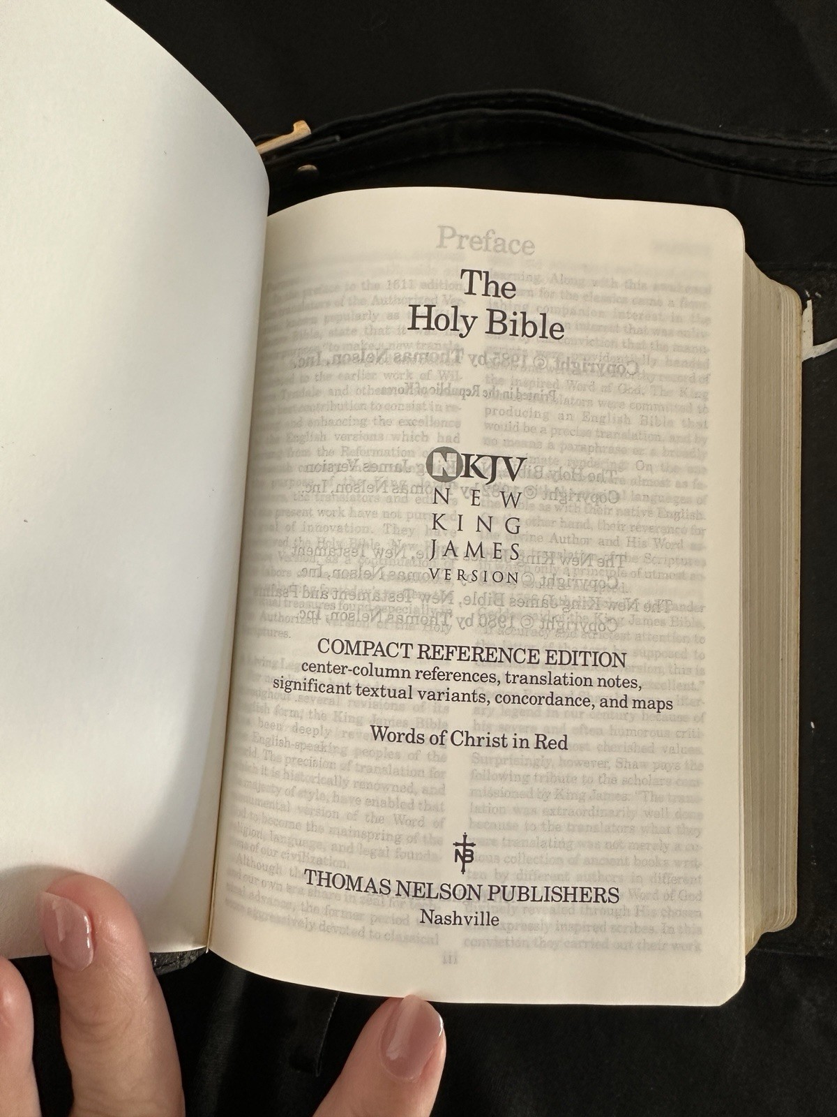 Bible – New King James Version Compact Ref. Edition In Crossbody Leather Holder