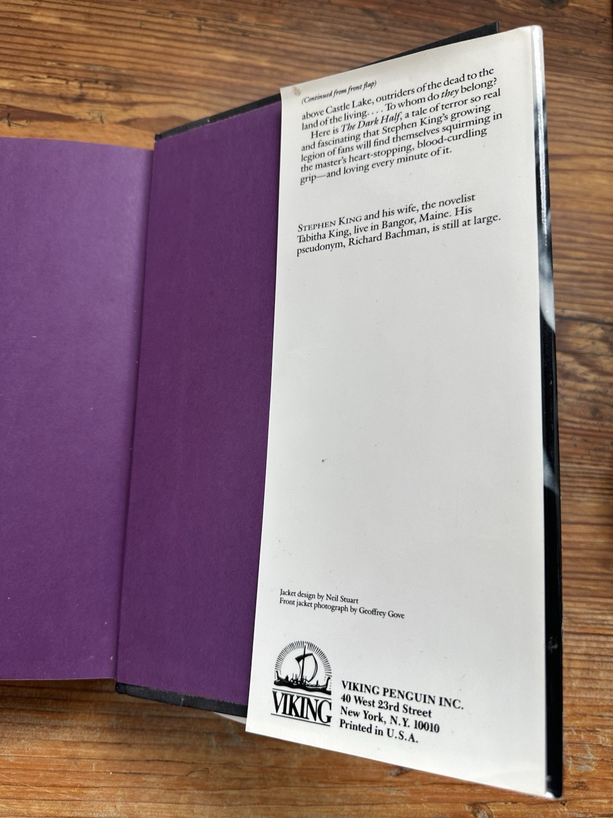VTG 1989 The Dark Half HC Book Stephen King Viking Penguin 1st Edition 1st Print