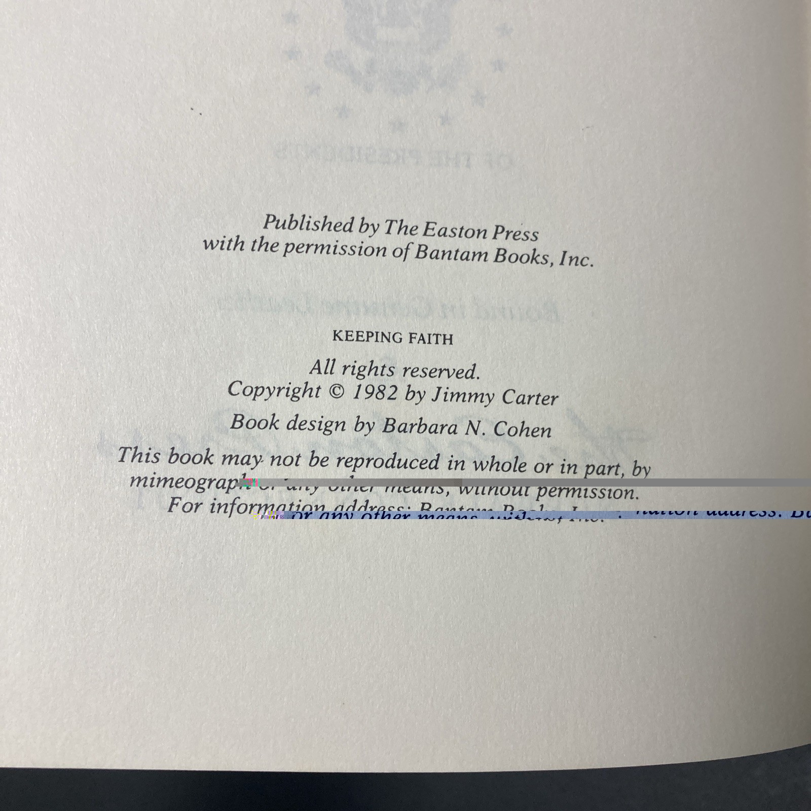 *SIGNED – Easton Press KEEPING FAITH | JIMMY CARTER – Collector’s Edition