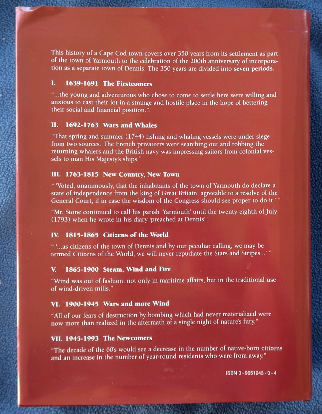 DENNIS, CAPE COD: From Firstcomers to Newcomers 1639-1993 by Nancy Thacer Reid