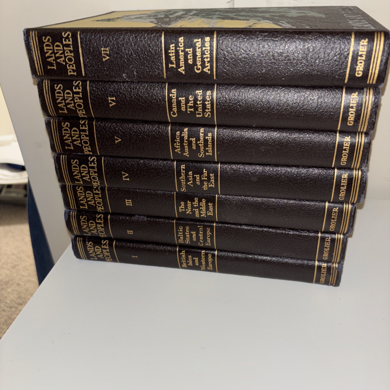Lands and People’s Grolier Volume 1-7 Book Set Vintage Hardcover