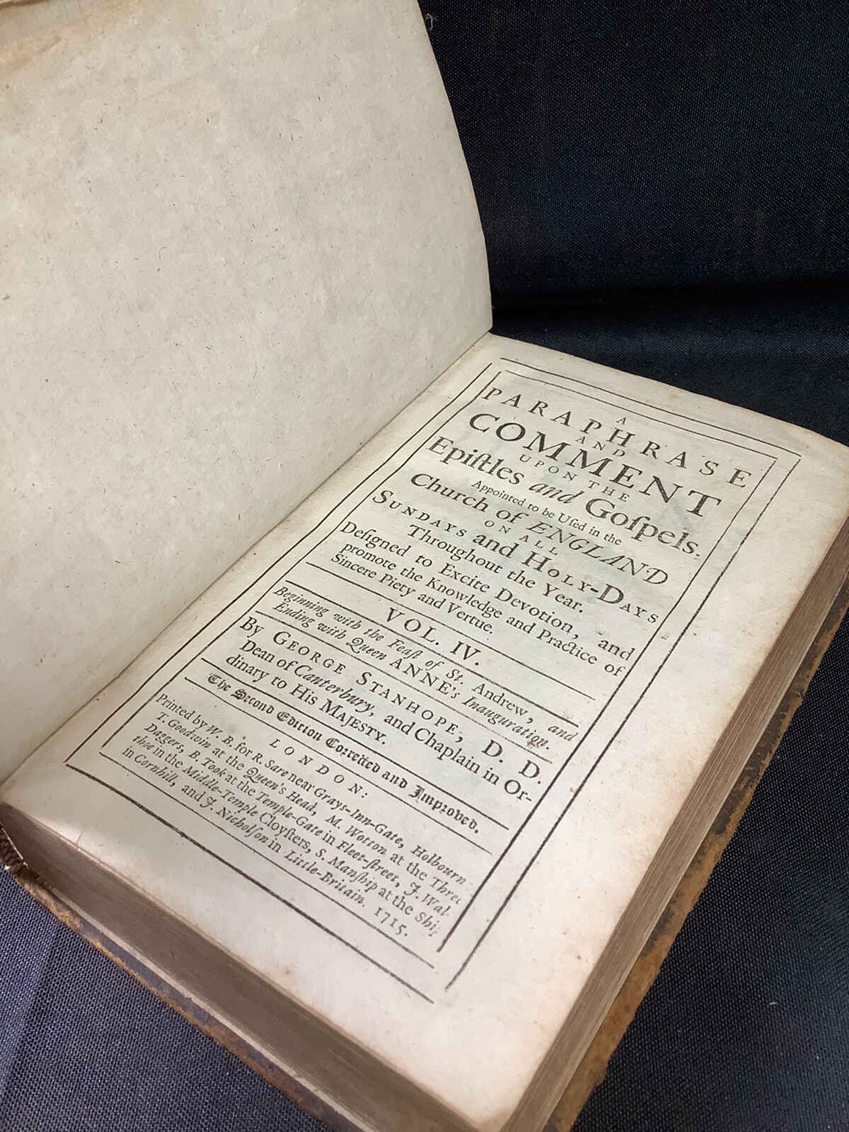*2nd Ed. Vol.IV 1715 George Stanhope Paraphrase & Comment Epistles & Gospels