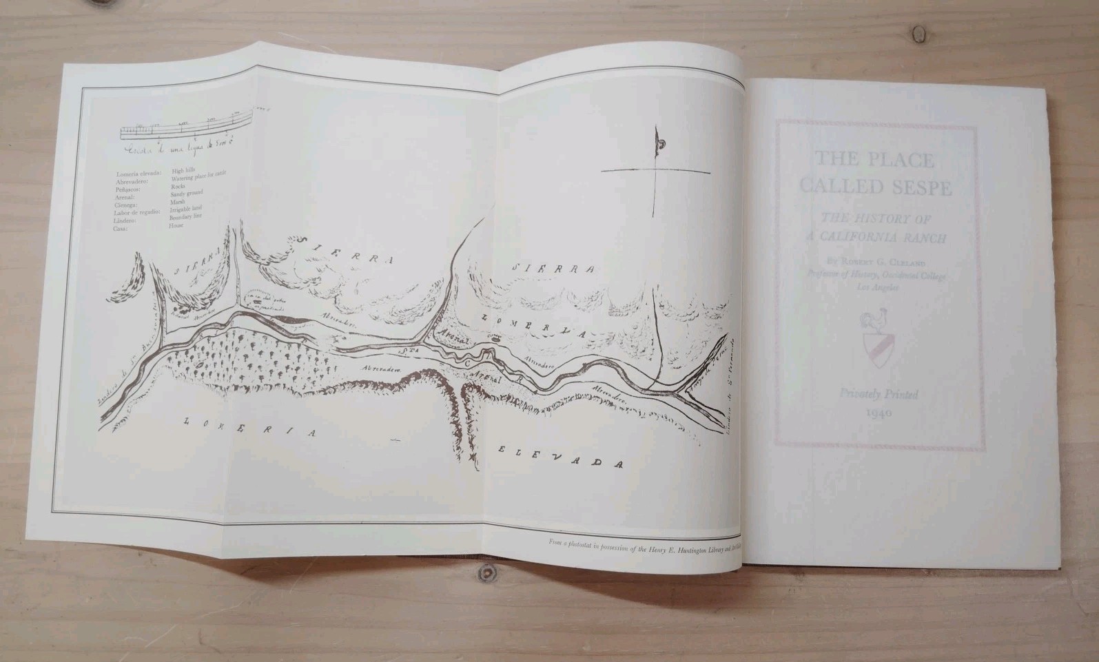 The Place Called Sespe Robert G Cleland HC Fold Out Map Tissue Guard Ventura (E)