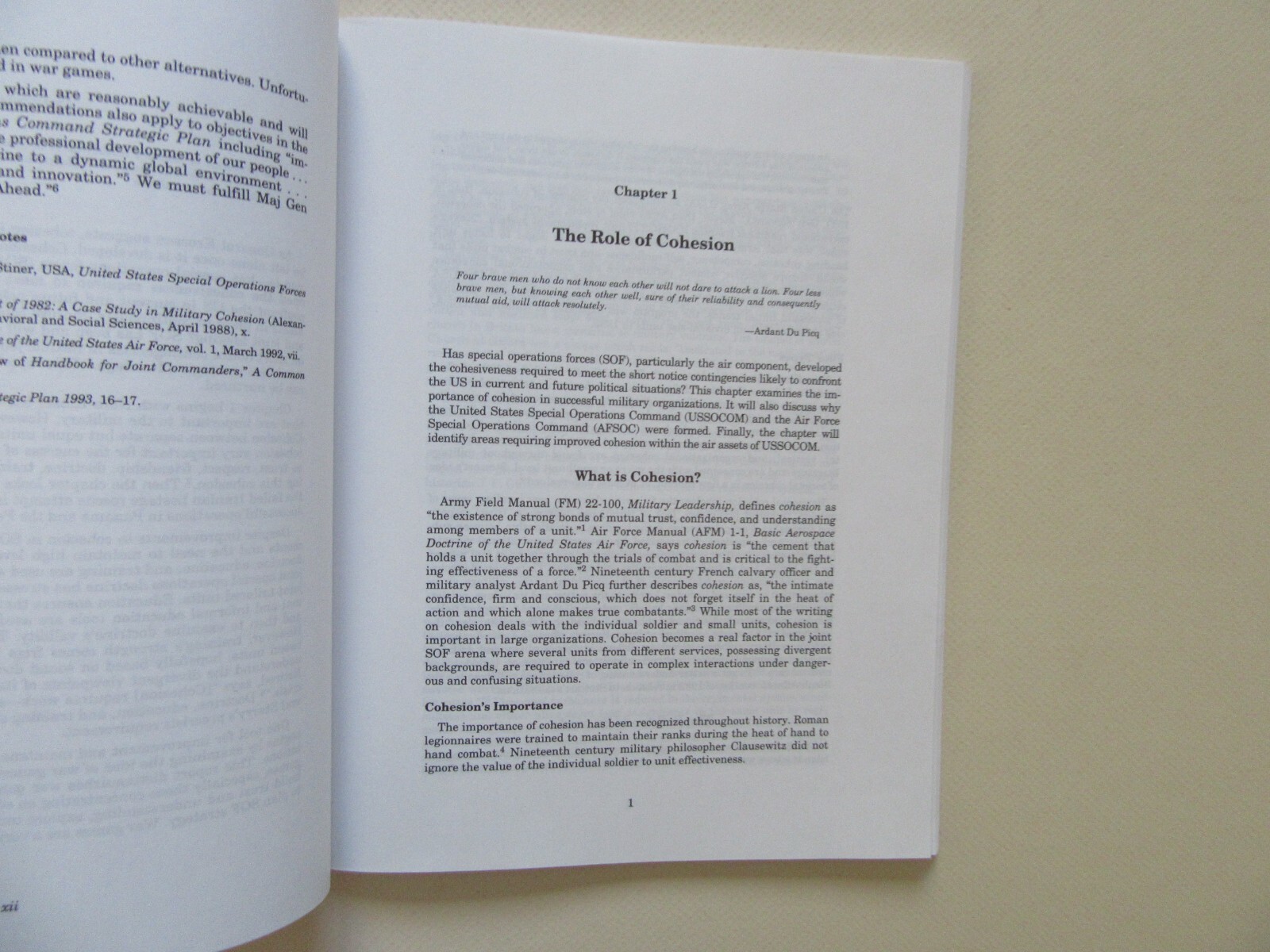 Cohesion: The Key to Special Operations Teamwork by Major Ralph E. McDonald 1994