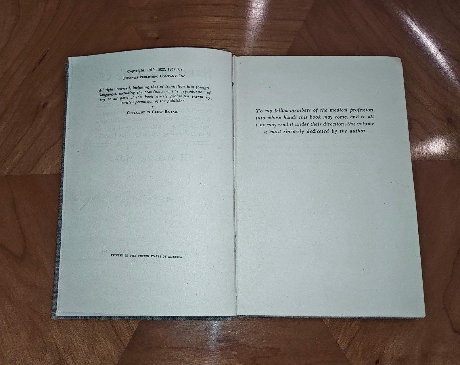 Sane Sex Life & Sane Sex Living H.W. Long 1937 Eugenics Publishing Antique Book