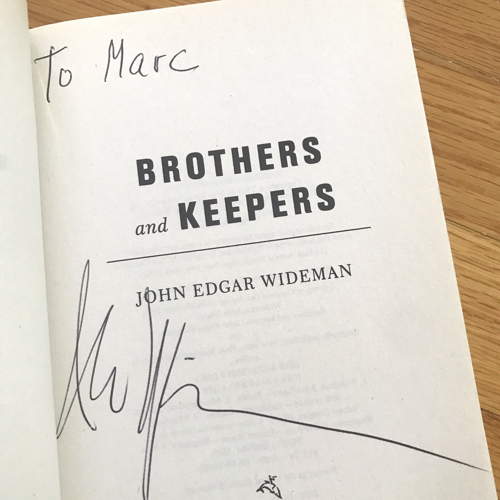 JOHN EDGAR WIDEMAN—Brothers & Keepers: A Memoir—PB—“Brilliant“—Guardian—SIGNED