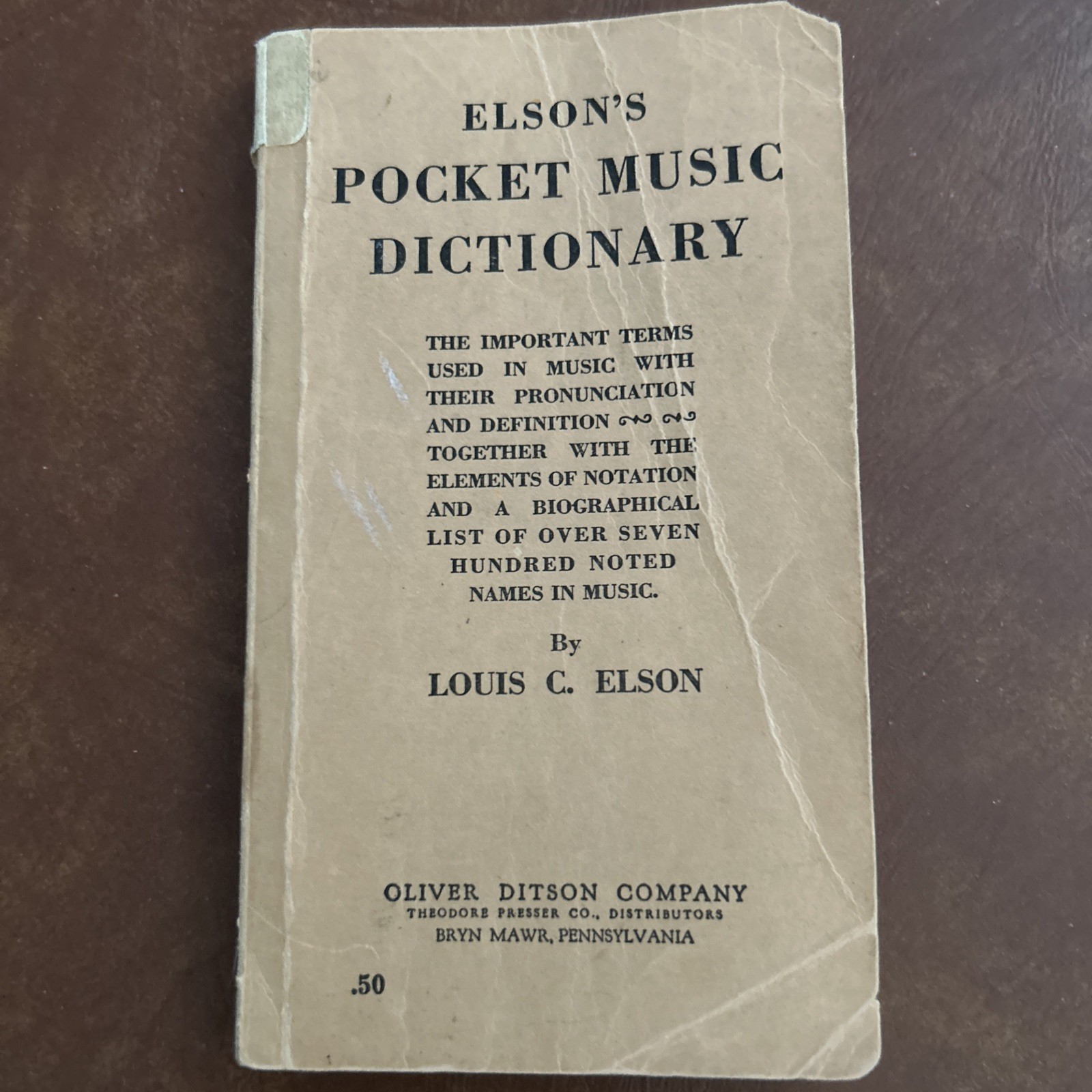 Vintage Elson’s Pocket Music Dictionary 1909 Oliver Ditson Company