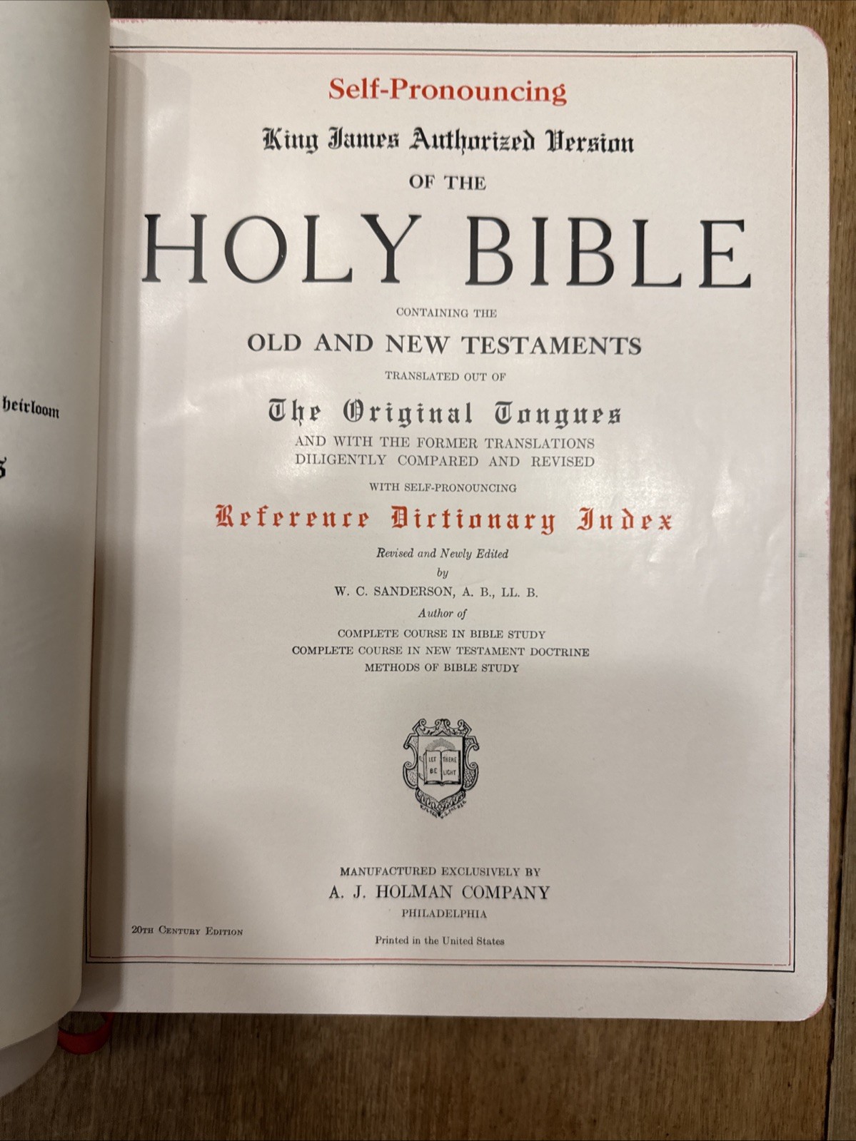 Holy Bible Reference Dictionary Copyright 1925 Revised 1937 A.J. Holman Company