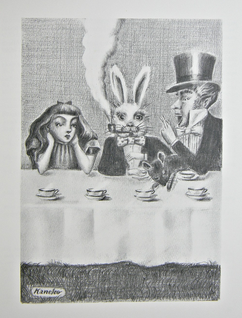 FIRST EDITION Alice in Wonderland 1974 KANEKO Art OVERSIZE Illustrated RARE