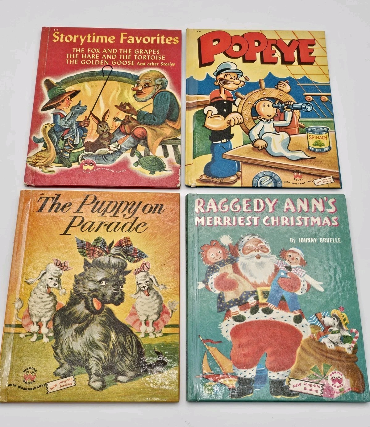 VTG Lot Of 4 Wonder Books 1950’s Popeye, Raggedy Ann, Puppy On Parade, Storytime
