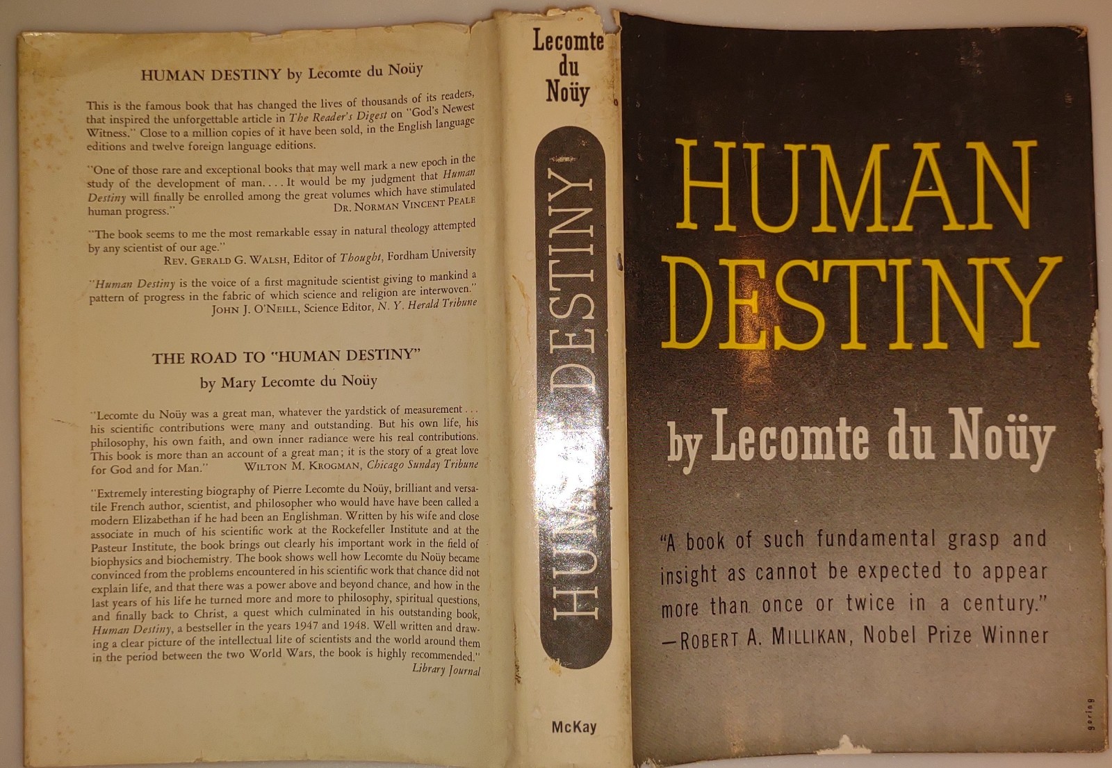 1947 „HUMAN DESTINY“ by Lecompte du Nouy, David McKay Co, HC/DJ